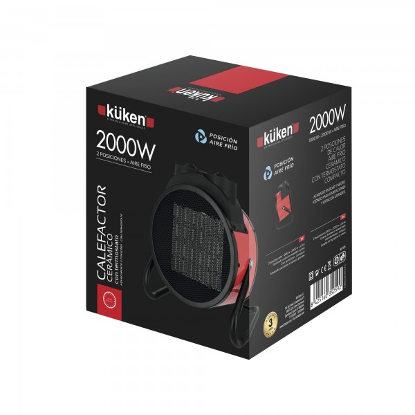 Calefactor ceramico prof.2000w.c/termost