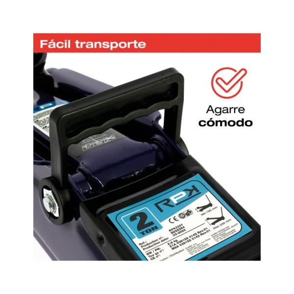 Gato Hidráulico Taller con Ruedas para Coche de 2 Toneladas 2000kg Reforzado y Homologado