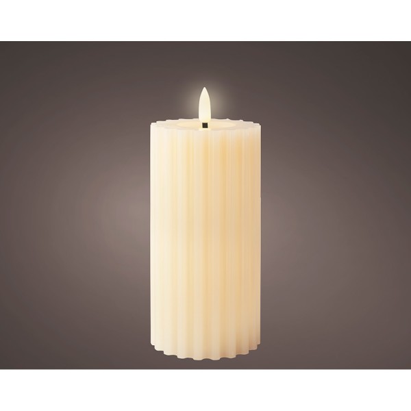 Vela de cera led efecto llama, color beige, superficie con relieve ø7,5 x 17,3 cm (pack 2 unidades)
