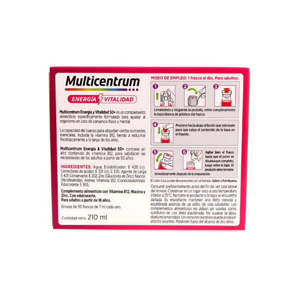 Multicentrum Energia & Vitalidad 50+ Sabor Frambuesa 30 Frascos X 7ml