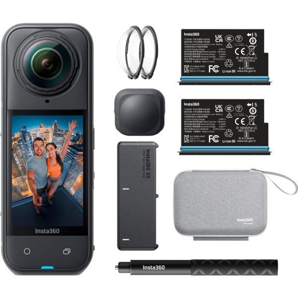Insta360 x5 360 essentials bundle black / cámara de acción 360° 8k + kit de accesorios