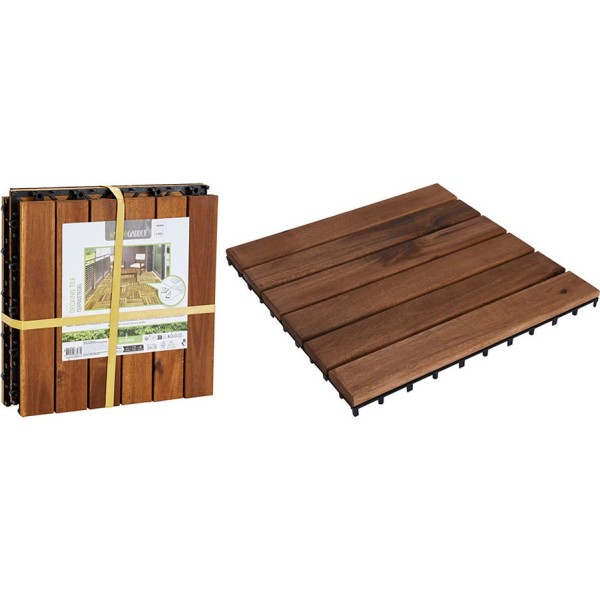 Baldosas de madera de acacia para terraza, 30 x 30 cm, 4 piezas