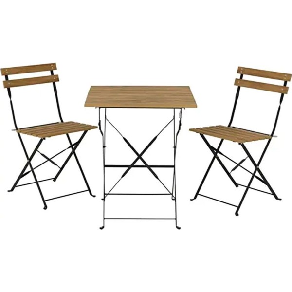 Conjunto de mesa y 2 sillas leeds, plegables, madera, marrón